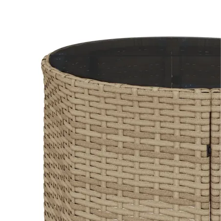 Salon de jardin 3 pcs demi-rond beige résine tressée