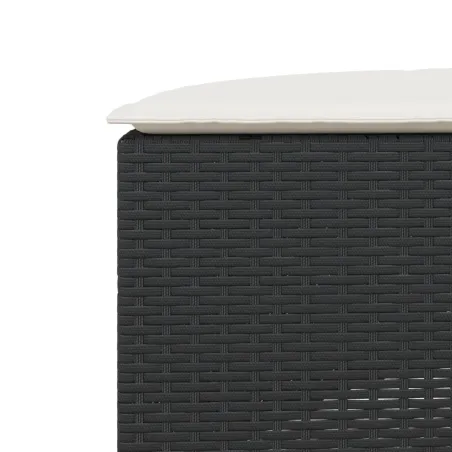 Salon de jardin 3 pcs demi-rond noir résine tressée