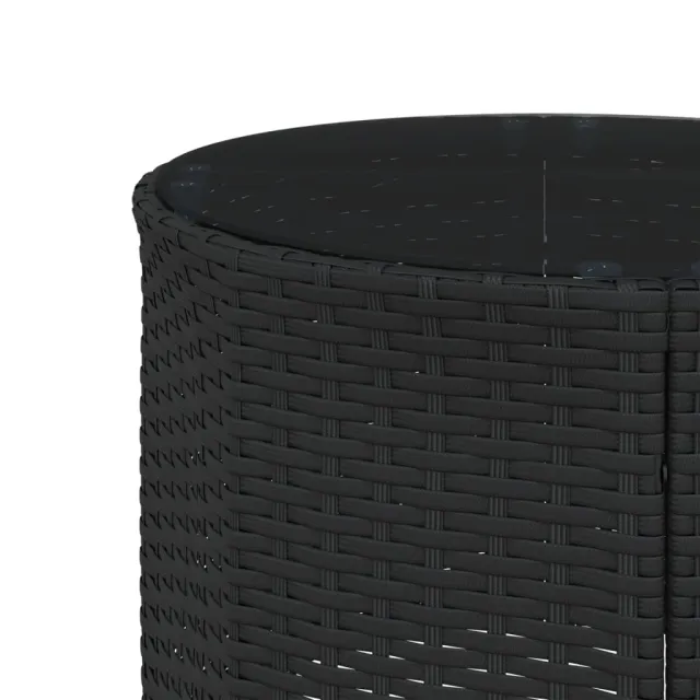 Salon de jardin 3 pcs demi-rond noir résine tressée