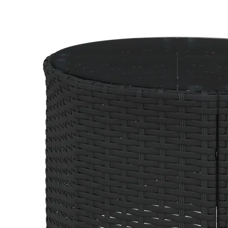 Salon de jardin 3 pcs demi-rond noir résine tressée