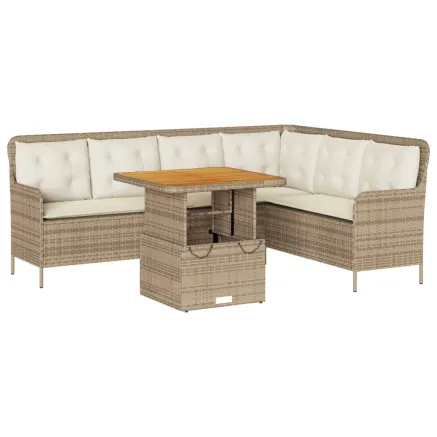 Salon de jardin avec coussins 2 pcs beige résine tressée 2