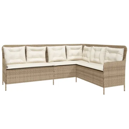 Salon de jardin avec coussins 2 pcs beige résine tressée