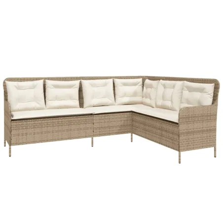 Salon de jardin avec coussins 2 pcs beige résine tressée