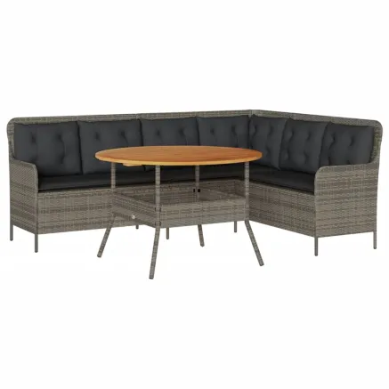 Salon de jardin 2 pcs avec coussins Gris Résine tressée 2