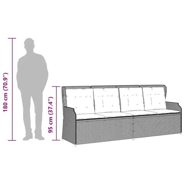 Salon de jardin 3 pcs avec coussins Gris Résine tressée