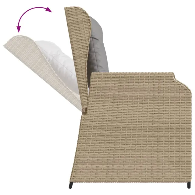 Salon de jardin avec coussins 4 pcs beige résine tressée