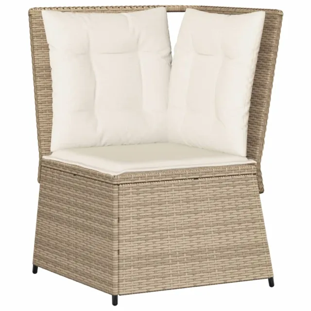 Salon de jardin avec coussins 4 pcs beige résine tressée