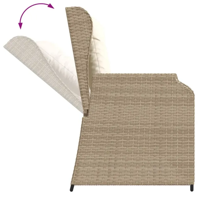 Salon de jardin avec coussins 4 pcs beige résine tressée