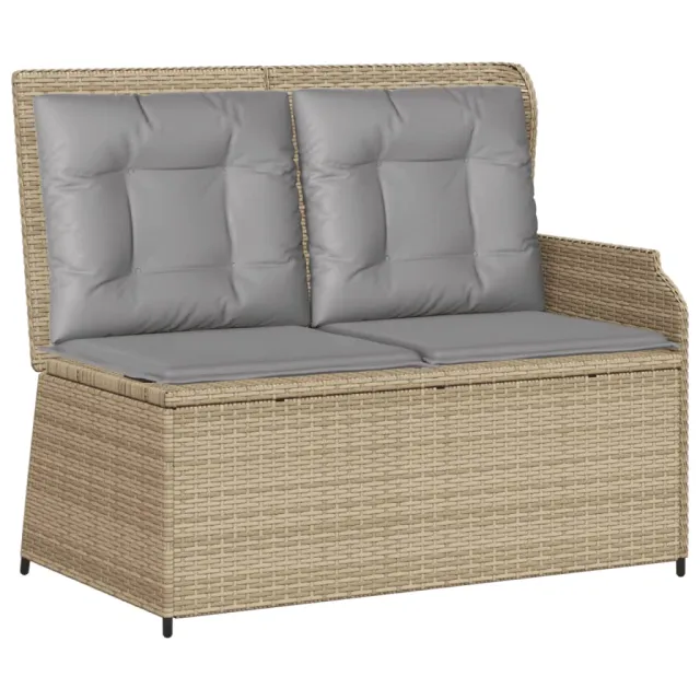 Salon de jardin avec coussins 7 pcs beige résine tressée