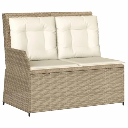 Salon de jardin avec coussins 7 pcs beige résine tressée