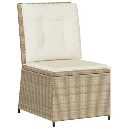 Salon de jardin avec coussins 7 pcs beige résine tressée