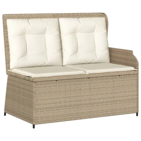 Salon de jardin avec coussins 7 pcs beige résine tressée
