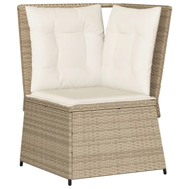 Salon de jardin avec coussins 7 pcs beige résine tressée