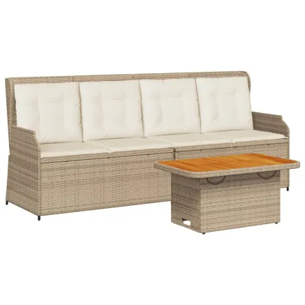 Salon de jardin avec coussins 3 pcs beige résine tressée 2