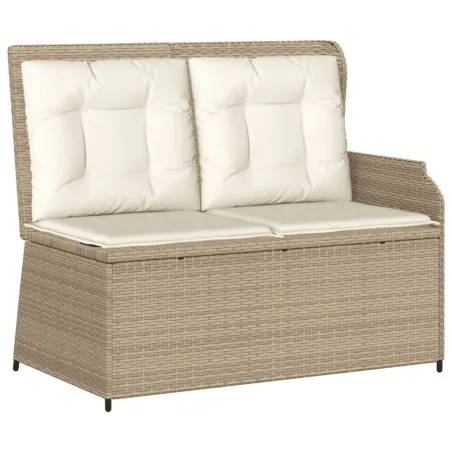 Salon de jardin avec coussins 3 pcs beige résine tressée