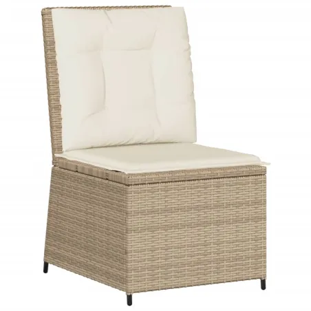 Salon de jardin avec coussins 5 pcs beige résine tressée