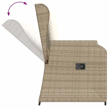 Salon de jardin avec coussins 3 pcs beige résine tressée