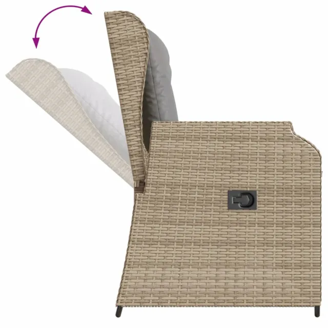Salon de jardin avec coussins 3 pcs beige résine tressée