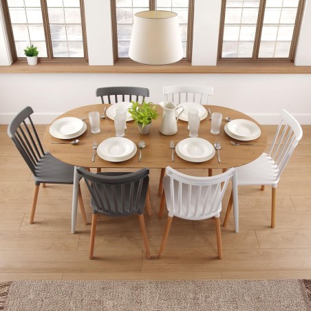 Table de Salle à Manger Versa DOINYO Blanc Métal Bois MDF 80 x 75 x