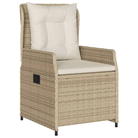 Ensemble de bistro 3 pcs avec coussins beige résine tressée