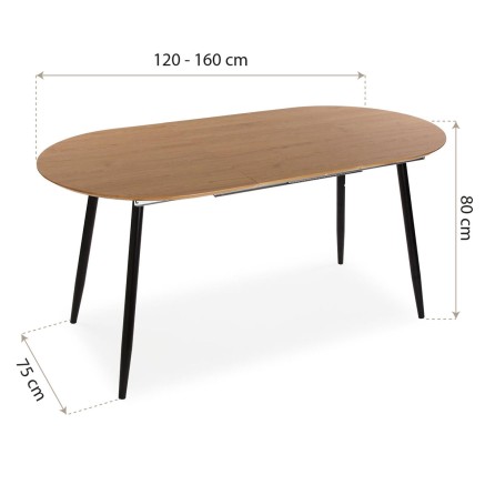 Mesa de Comedor Versa DOINYO Negro Metal Madera MDF 80 x 75 x 160 cm 2