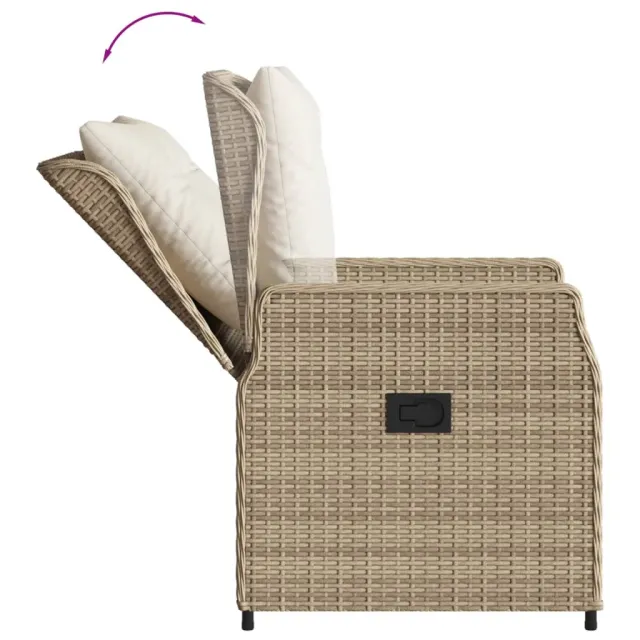 Ensemble de bistro 3 pcs avec coussins beige résine tressée