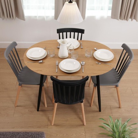 Mesa de Comedor Versa DOINYO Negro Metal Madera MDF 80 x 75 x 160 cm