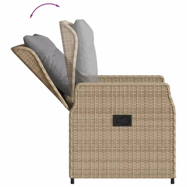 Ensemble à manger de jardin et coussins 7 pcs beige poly rotin