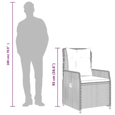 Ensemble à manger de jardin et coussins 9 pcs beige Poly rotin