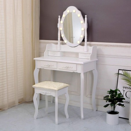 Tocador Versa Blanco Madera Cristal Madera MDF 40 x 146 x 75 cm