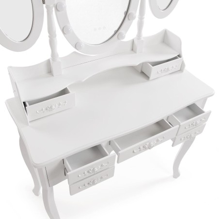 Coiffeuse Versa Blanc Bois Verre Bois MDF 40 X 144 X 90 CM