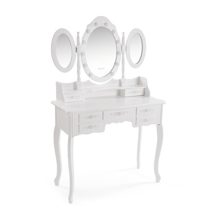 Coiffeuse Versa Blanc Bois Verre Bois MDF 40 X 144 X 90 CM