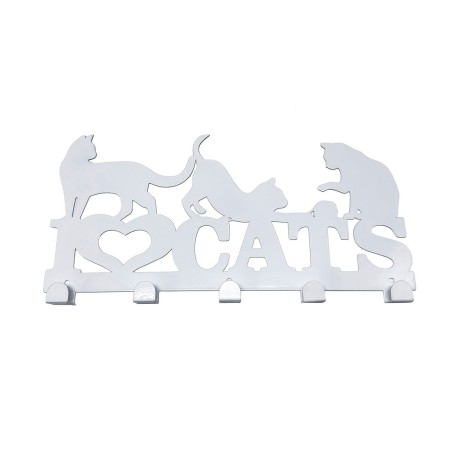 Portemanteau Versa Blanc Métal Fer Chats 2 X 17 X 39 CM