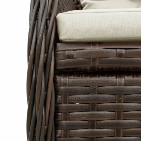 Ensemble à manger de jardin et coussins 7 pcs marron rotin