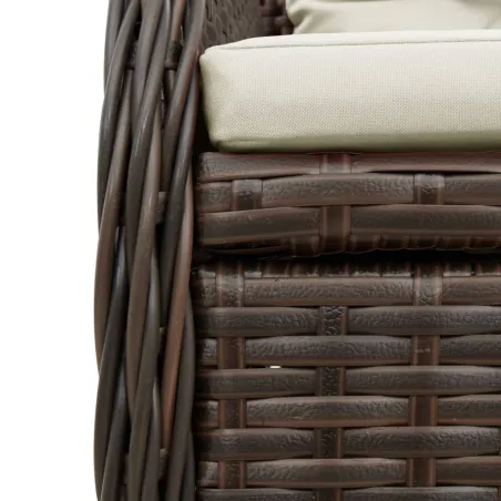 Ensemble à manger de jardin 5 pcs et coussins marron poly rotin