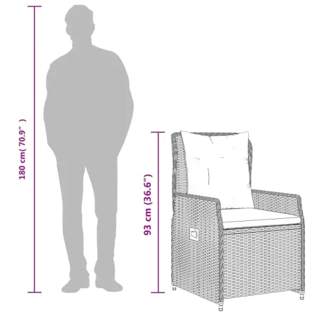 Ensemble à manger de jardin et coussins 3 pcs Beige poly rotin