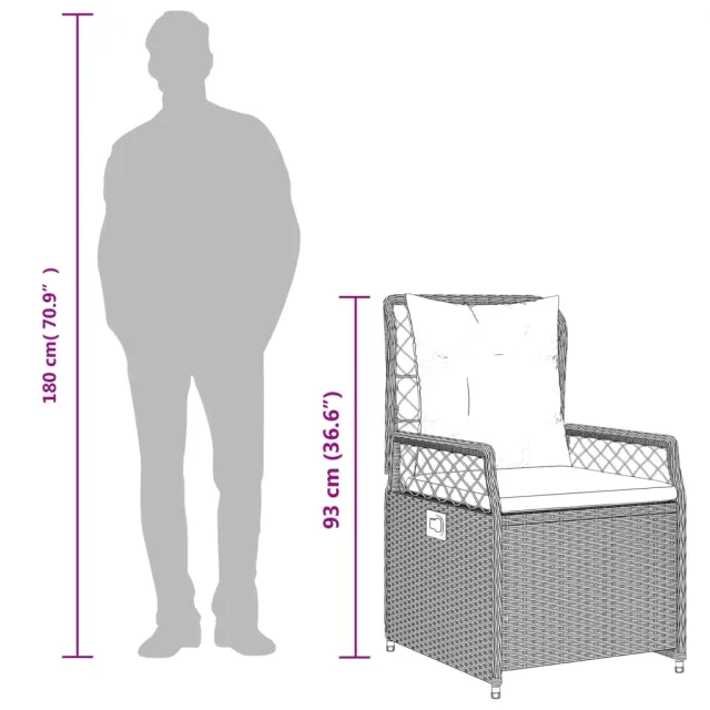 Ensemble à manger de jardin avec coussins 3 pcs Noir