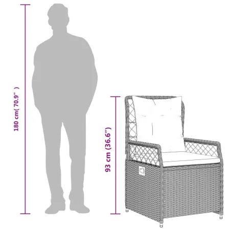 Ensemble à manger de jardin et coussins 7 pcs gris rotin