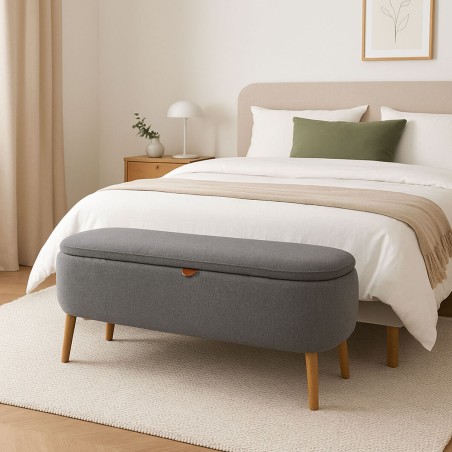 Piede del letto Versa Maniko Grigio Legno Tessile 37 X 44,5 X 94,5 CM