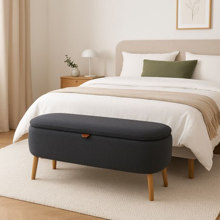 Foot of the bed Versa Maniko Grey Wood Textile 37 X 44,5 X 94,5 CM
