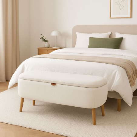 Piede del letto Versa Maniko Beige Legno Tessile 37 X 44,5 X 94,5 CM