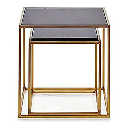 Juego de 2 mesas Gift Decor JY19350 JY19350 Negro Dorado Metal Cristal