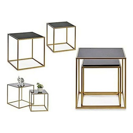 Juego de 2 mesas Gift Decor JY19350 JY19350 Negro Dorado Metal Cristal 2