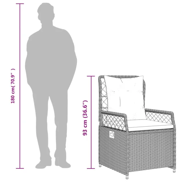 Ensemble à manger de jardin et coussins 7 pcs gris rotin