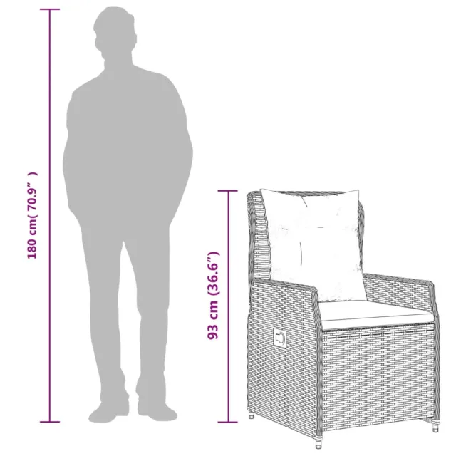 Ensemble à manger de jardin et coussins 7 pcs gris rotin