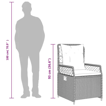 Ensemble à manger de jardin et coussins 7 pcs gris rotin