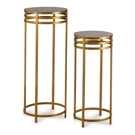 Jeu de 2 tables Gift Decor JY19347BG JY19347BG Noir Doré Métal Verre