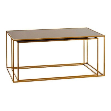 Juego de 2 mesas Gift Decor JY21096 JY21096 Negro Dorado Metal Cristal