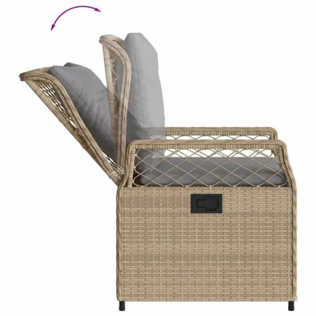 Ensemble à manger de jardin avec coussins 5pcs Beige poly rotin