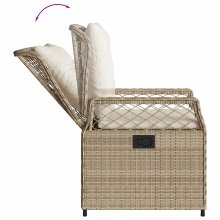 Ensemble à manger de jardin avec coussins 5pcs Beige poly rotin